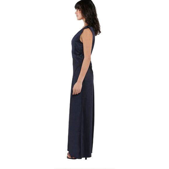 Revolve Bec + Bridge Kimberly Deep V Navy black trim Maxi Formal Dress Sz 4 NEW - Picture 4 of 6